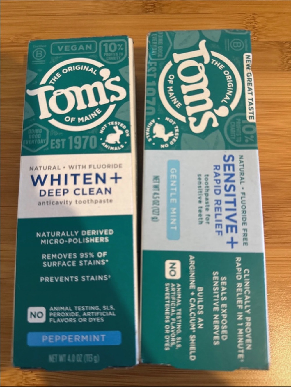 Toms Peppermint Toothpaste Duo - Teal / White Packaging